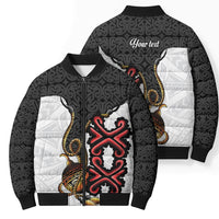 Personalised Papua New Guinea Oro Necklace Bomber Puffer Jacket Black Melanesia Traditional Pattern LT9 - Polynesian Pride