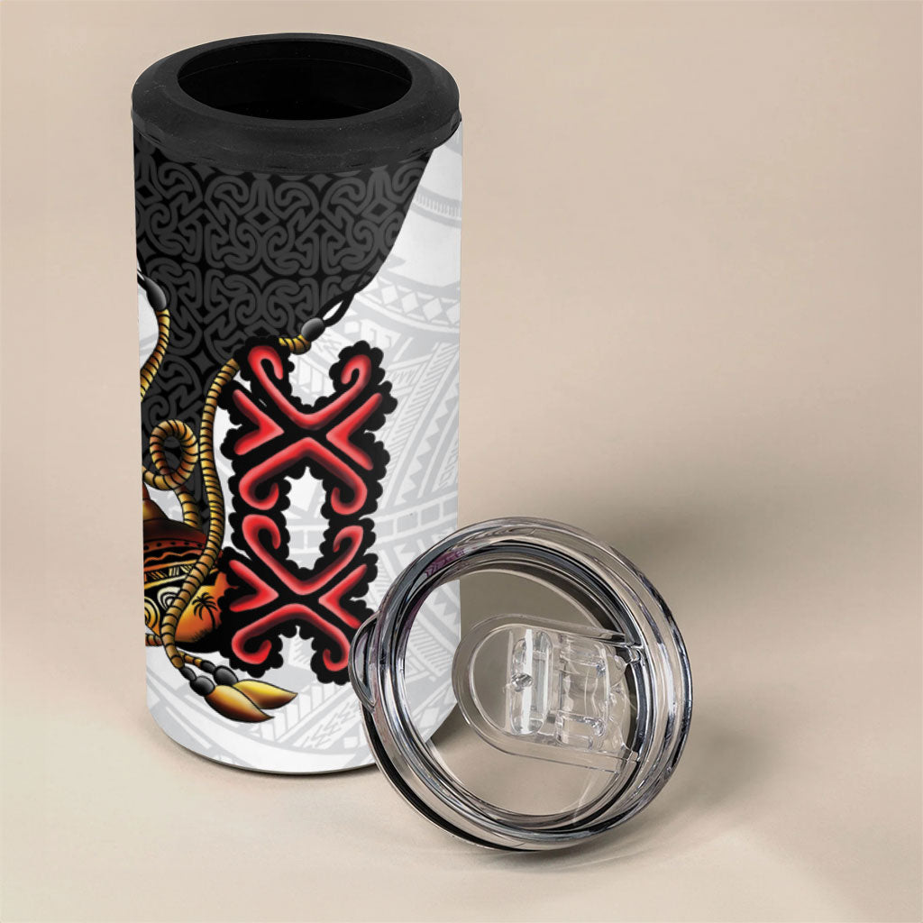 Personalised Papua New Guinea Oro Necklace 4 in 1 Can Cooler Tumbler Black Melanesia Traditional Pattern LT9 - Polynesian Pride
