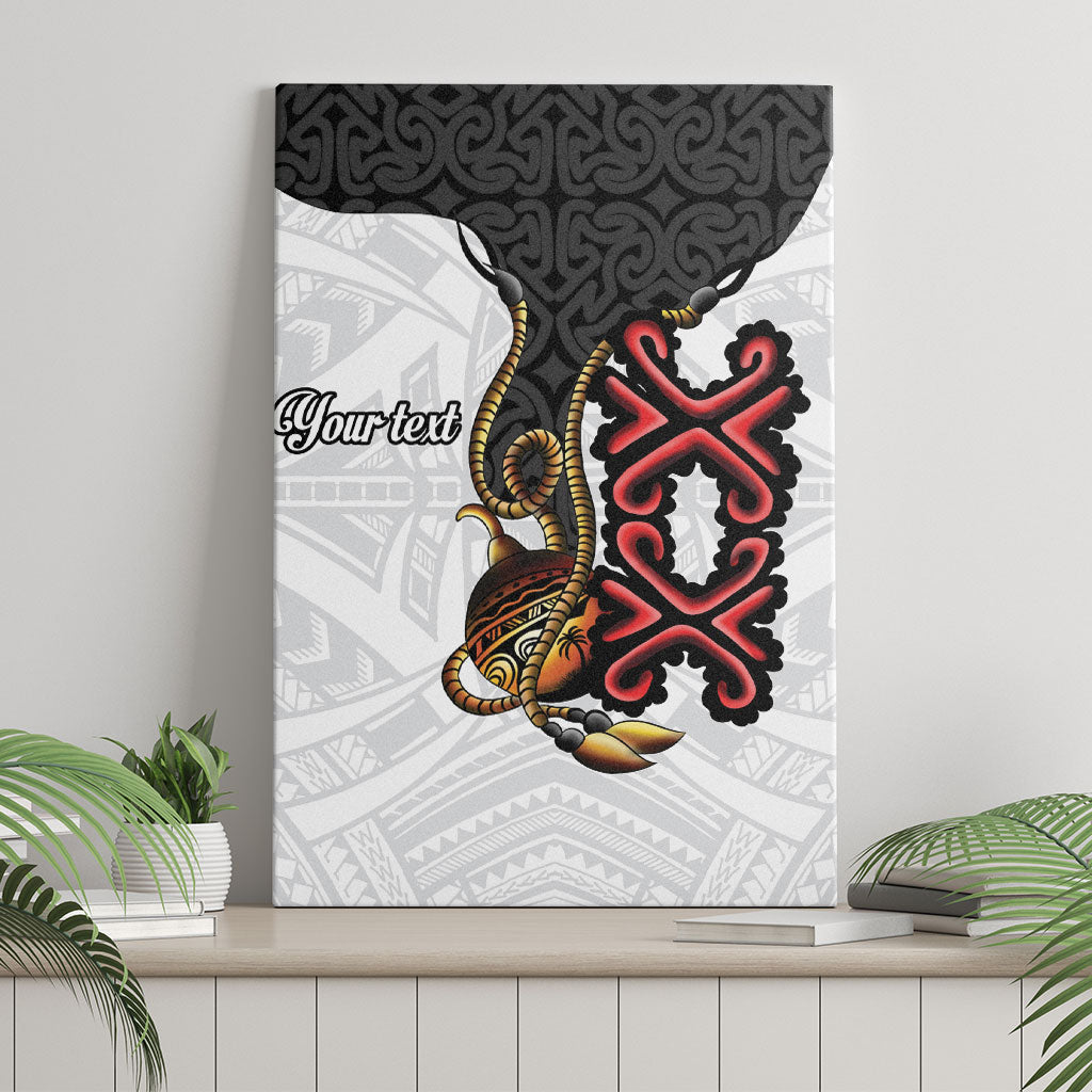 Personalised Papua New Guinea Oro Necklace Canvas Wall Art Black Melanesia Traditional Pattern LT9 - Polynesian Pride