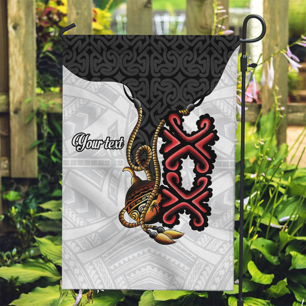 Personalised Papua New Guinea Oro Necklace Garden Flag Black Melanesia Traditional Pattern LT9 Garden Flag Black - Polynesian Pride