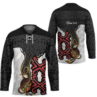 Personalised Papua New Guinea Oro Necklace Hockey Jersey Black Melanesia Traditional Pattern LT9 - Polynesian Pride