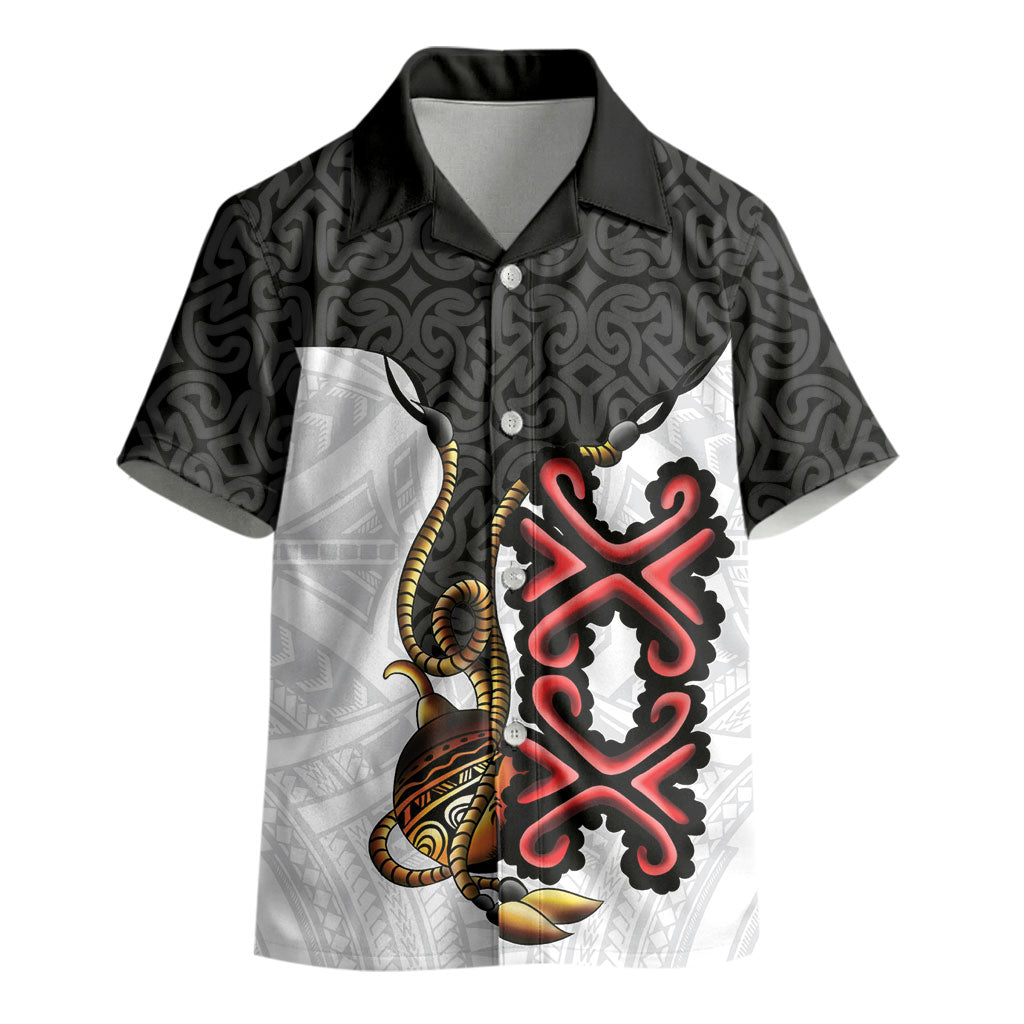 Personalised Papua New Guinea Oro Necklace Kid Hawaiian Shirt Black Melanesia Traditional Pattern LT9 - Polynesian Pride