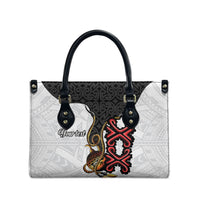 Personalised Papua New Guinea Oro Necklace Leather Bag Black Melanesia Traditional Pattern LT9 - Polynesian Pride