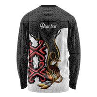 Personalised Papua New Guinea Oro Necklace Long Sleeve Shirt Black Melanesia Traditional Pattern LT9 - Polynesian Pride