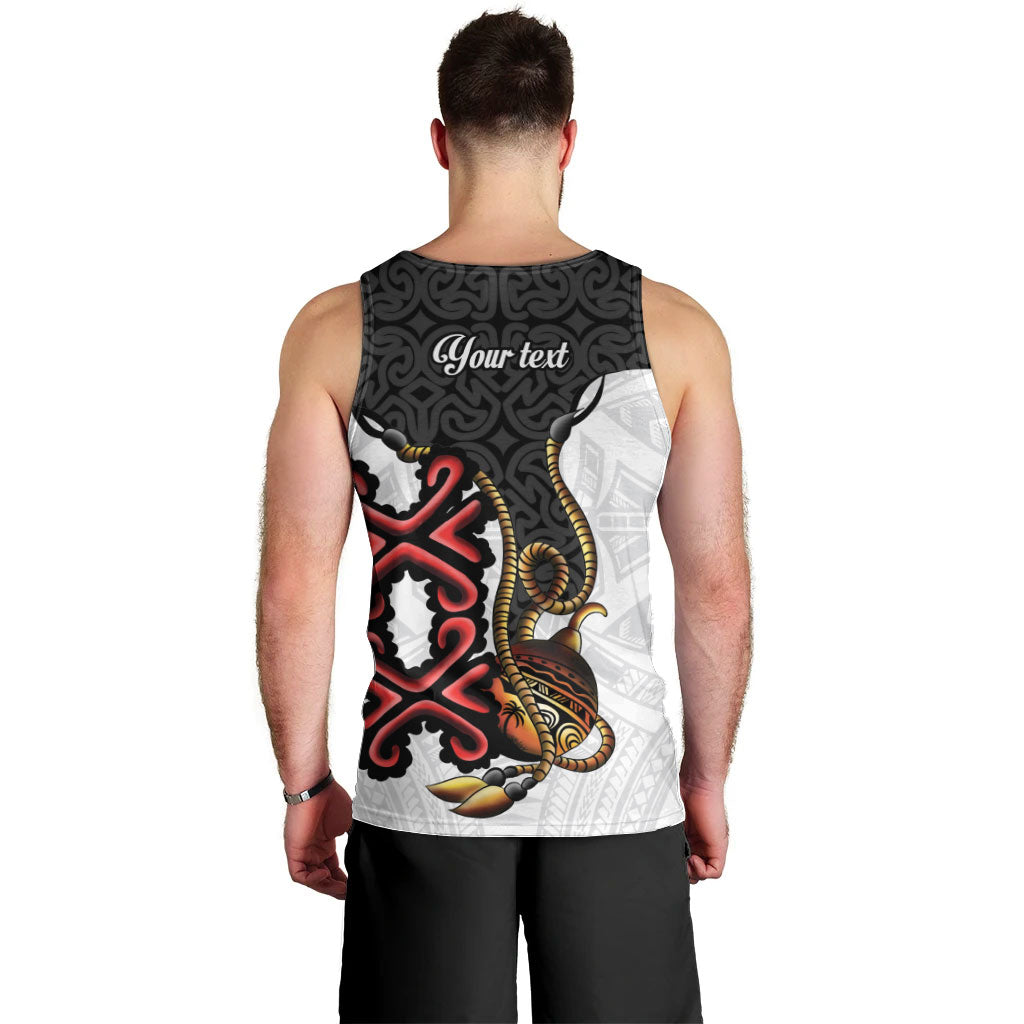 Personalised Papua New Guinea Oro Necklace Men Tank Top Black Melanesia Traditional Pattern LT9 - Polynesian Pride