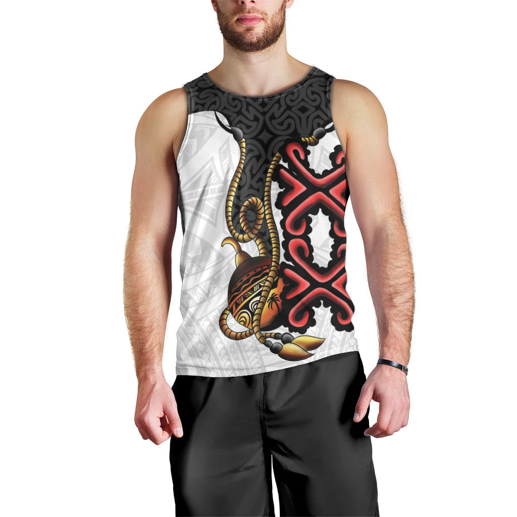 Personalised Papua New Guinea Oro Necklace Men Tank Top Black Melanesia Traditional Pattern LT9 - Polynesian Pride