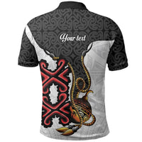 Personalised Papua New Guinea Oro Necklace Polo Shirt Black Melanesia Traditional Pattern LT9 - Polynesian Pride