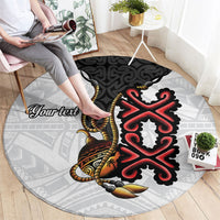 Personalised Papua New Guinea Oro Necklace Round Carpet Black Melanesia Traditional Pattern LT9 - Polynesian Pride