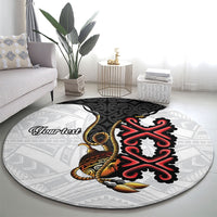 Personalised Papua New Guinea Oro Necklace Round Carpet Black Melanesia Traditional Pattern LT9 - Polynesian Pride