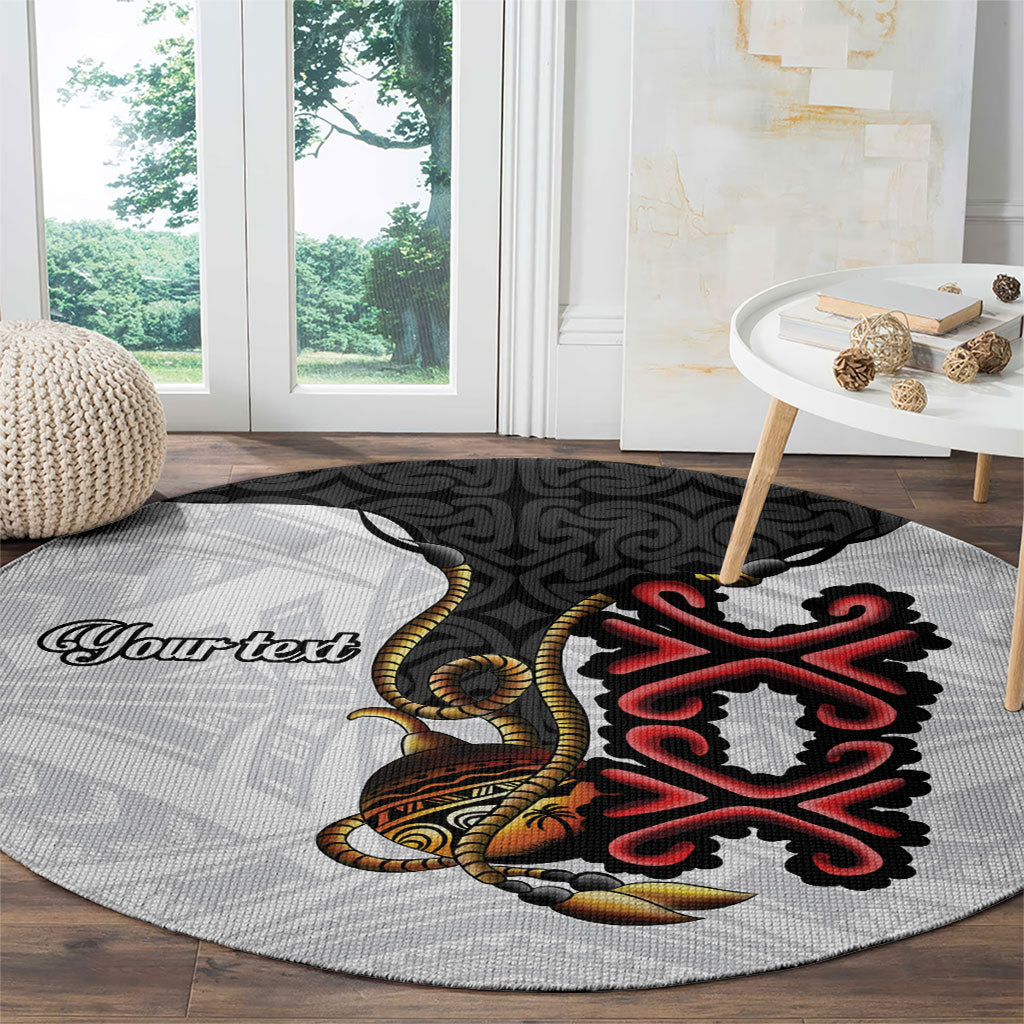 Personalised Papua New Guinea Oro Necklace Round Carpet Black Melanesia Traditional Pattern LT9 - Polynesian Pride