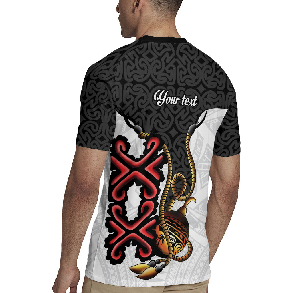Personalised Papua New Guinea Oro Necklace Rugby Jersey Black Melanesia Traditional Pattern LT9 - Polynesian Pride