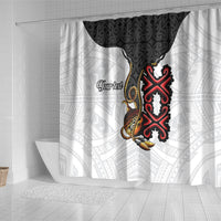 Personalised Papua New Guinea Oro Necklace Shower Curtain Black Melanesia Traditional Pattern LT9 - Polynesian Pride
