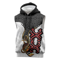 Personalised Papua New Guinea Oro Necklace Sleeveless Hoodie Black Melanesia Traditional Pattern LT9 Black - Polynesian Pride