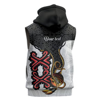 Personalised Papua New Guinea Oro Necklace Sleeveless Zip Hoodie Black Melanesia Traditional Pattern LT9 - Polynesian Pride