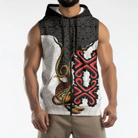 Personalised Papua New Guinea Oro Necklace Sleeveless Zip Hoodie Black Melanesia Traditional Pattern LT9 - Polynesian Pride