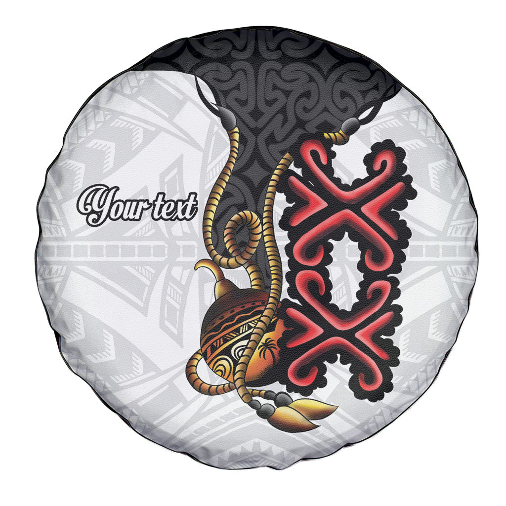 Personalised Papua New Guinea Oro Necklace Spare Tire Cover Black Melanesia Traditional Pattern LT9 - Polynesian Pride