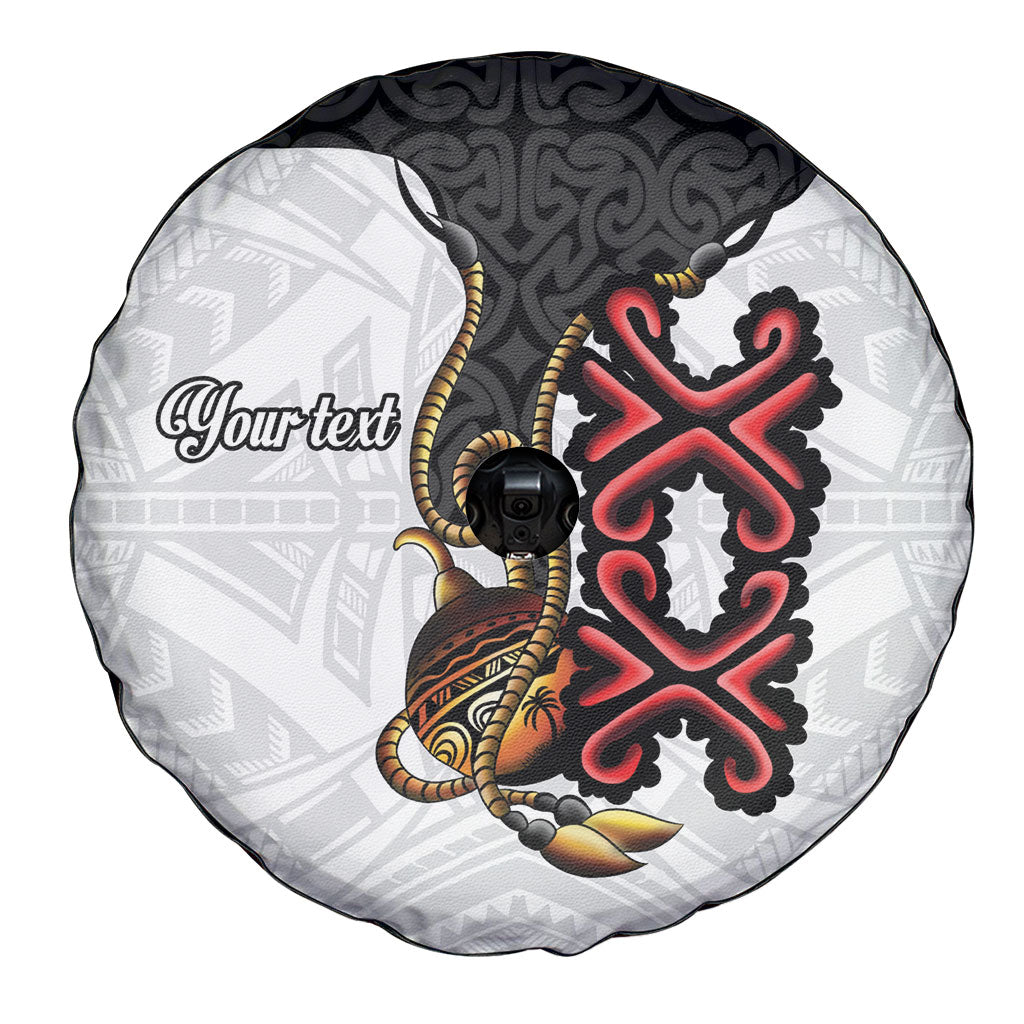 Personalised Papua New Guinea Oro Necklace Spare Tire Cover Black Melanesia Traditional Pattern LT9 - Polynesian Pride