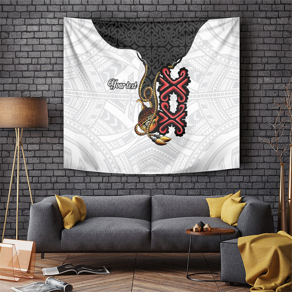 Personalised Papua New Guinea Oro Necklace Tapestry Black Melanesia Traditional Pattern LT9 Black - Polynesian Pride