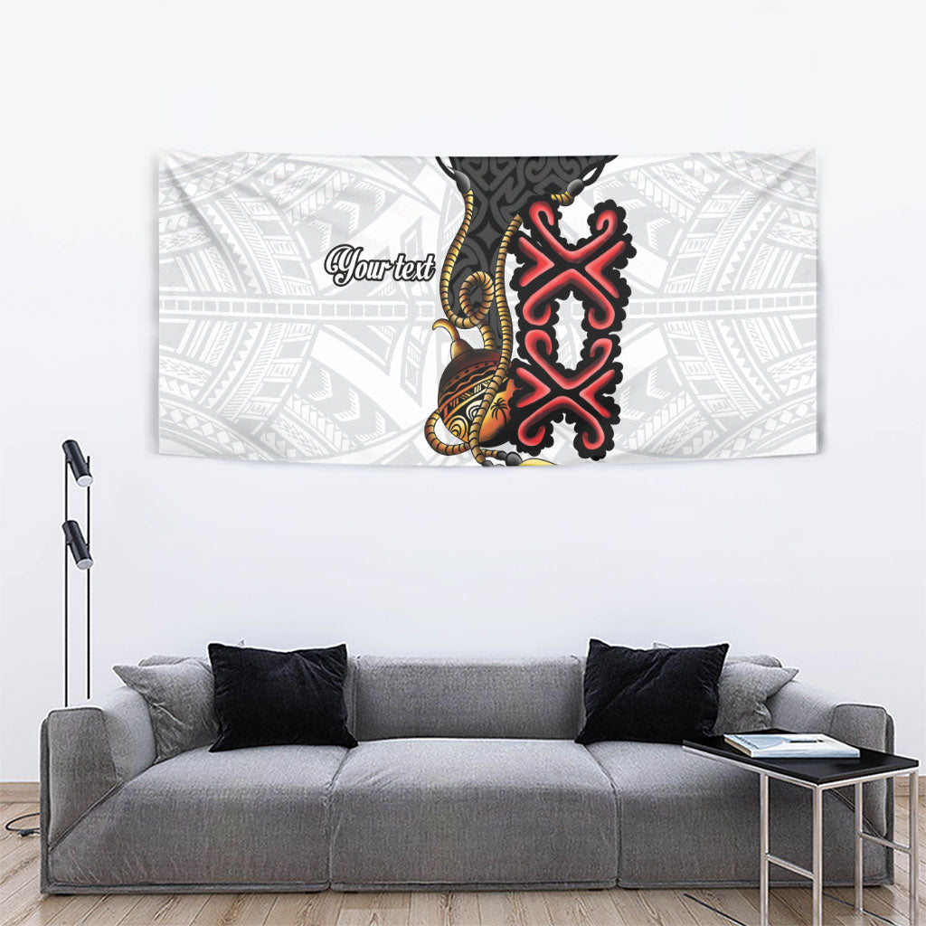 Personalised Papua New Guinea Oro Necklace Tapestry Black Melanesia Traditional Pattern LT9 - Polynesian Pride
