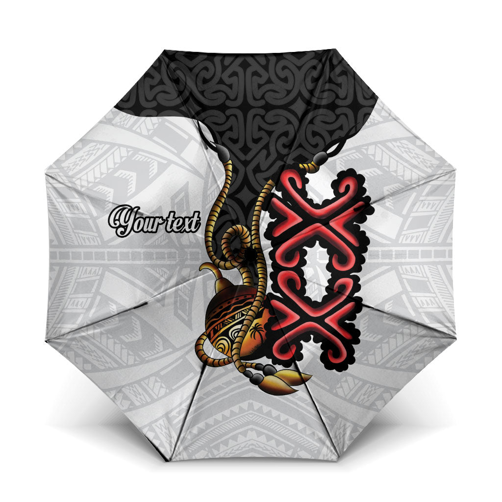 Personalised Papua New Guinea Oro Necklace Umbrella Black Melanesia Traditional Pattern LT9 One Size Folded 11.42 inch Opened Diameter 37.4 inch Black - Polynesian Pride
