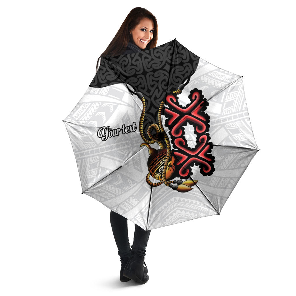 Personalised Papua New Guinea Oro Necklace Umbrella Black Melanesia Traditional Pattern LT9 - Polynesian Pride