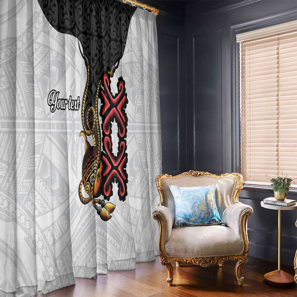 Personalised Papua New Guinea Oro Necklace Window Curtain Black Melanesia Traditional Pattern LT9 - Polynesian Pride