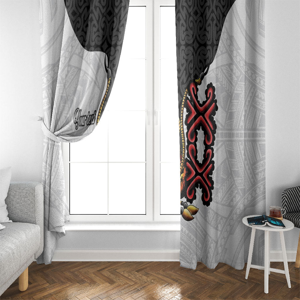 Personalised Papua New Guinea Oro Necklace Window Curtain Black Melanesia Traditional Pattern LT9 - Polynesian Pride