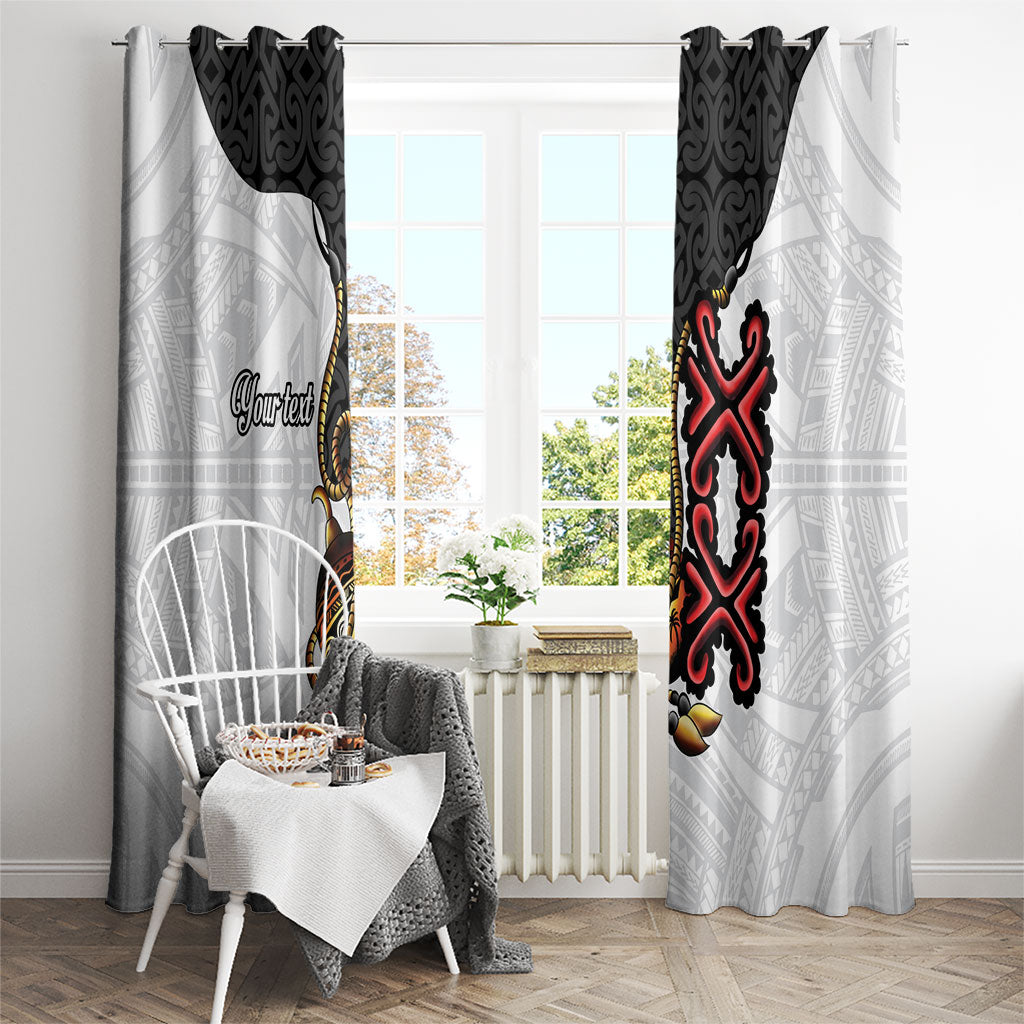 Personalised Papua New Guinea Oro Necklace Window Curtain Black Melanesia Traditional Pattern LT9 - Polynesian Pride