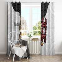 Personalised Papua New Guinea Oro Necklace Window Curtain Black Melanesia Traditional Pattern LT9 - Polynesian Pride