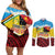 Personalised Torba PNG Forever Couples Matching Off Shoulder Short Dress and Long Sleeve Button Shirt Polynesian Sand Art - Polynesian Pride