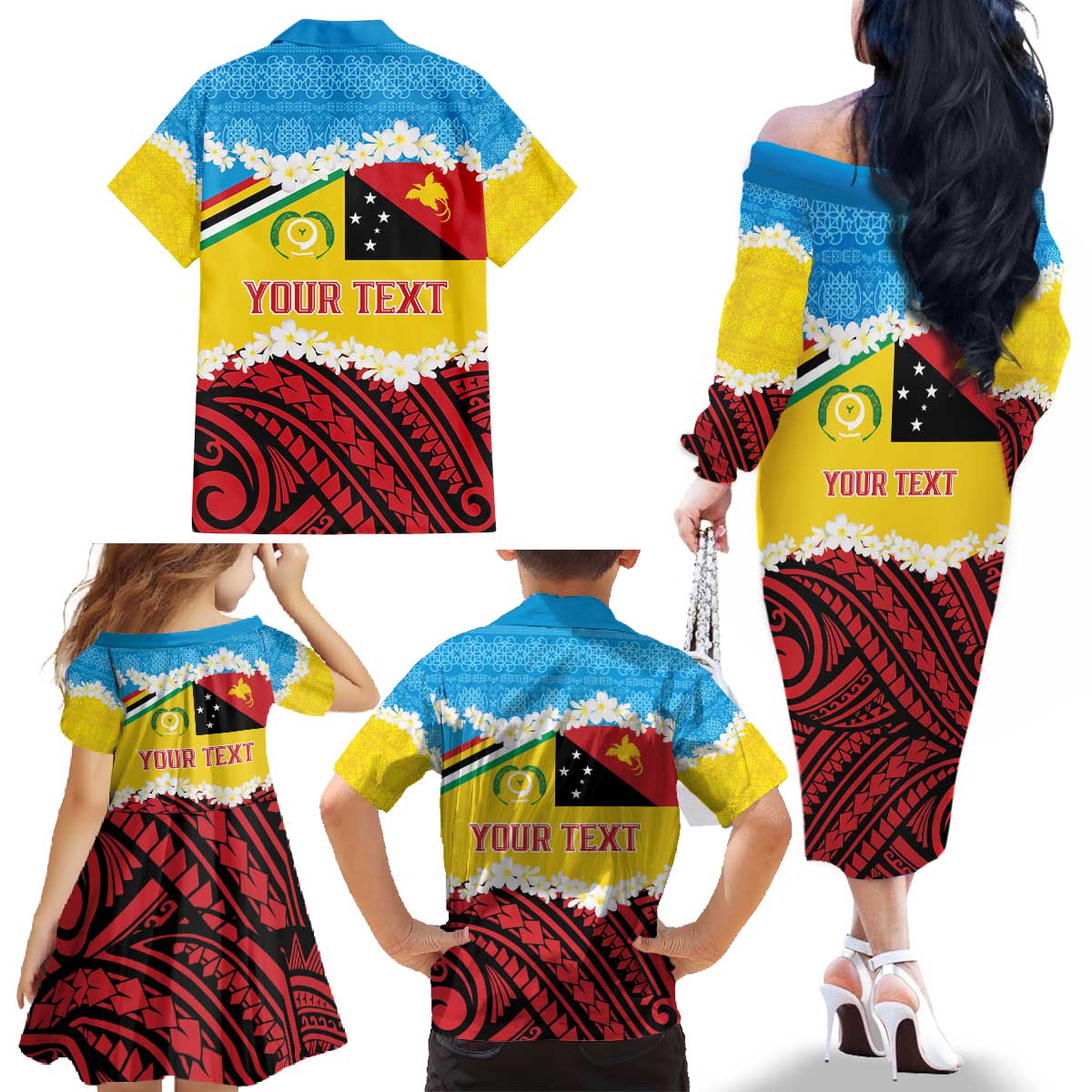 Personalised Torba PNG Forever Family Matching Off The Shoulder Long Sleeve Dress and Hawaiian Shirt Polynesian Sand Art LT9 - Polynesian Pride