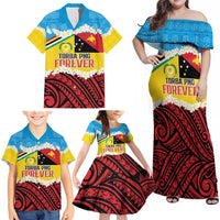 Personalised Torba PNG Forever Family Matching Off Shoulder Maxi Dress and Hawaiian Shirt Polynesian Sand Art LT9 - Polynesian Pride
