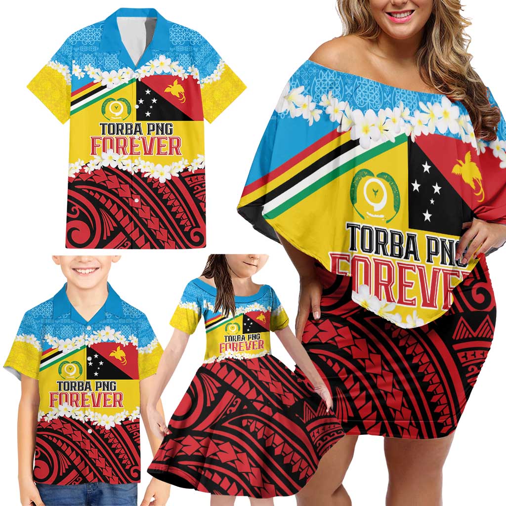 Personalised Torba PNG Forever Family Matching Off Shoulder Short Dress and Hawaiian Shirt Polynesian Sand Art LT9 - Polynesian Pride