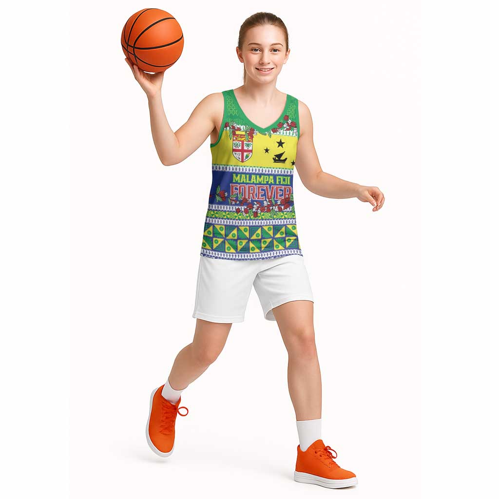 Personalised Malampa Fiji Forever Basketball Jersey Tagimoucia Polynesian Sand Drawing - Polynesian Pride
