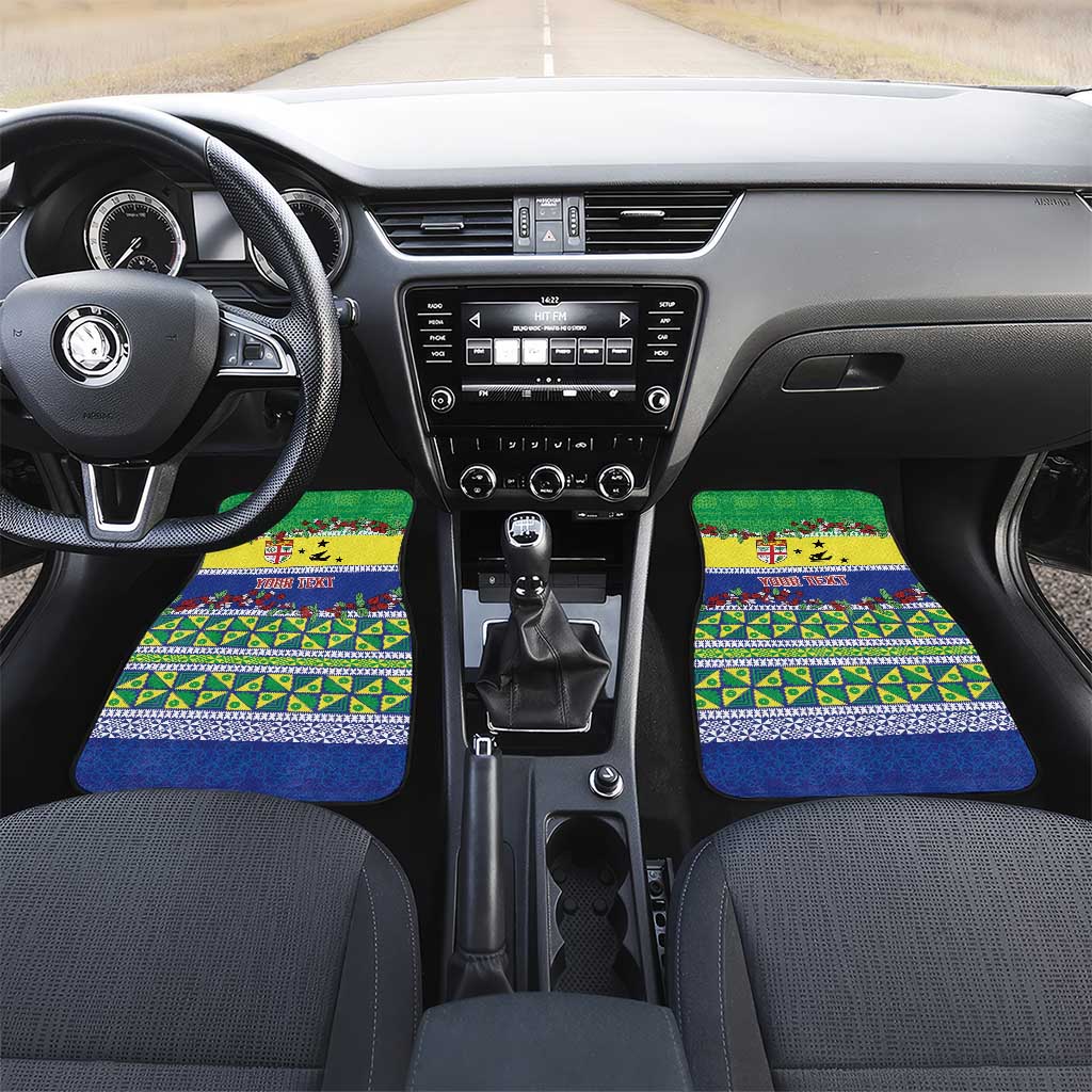 Personalised Malampa Fiji Forever Car Mats Tagimoucia Polynesian Sand Drawing LT9 Set 2pcs - Front Yellow - Polynesian Pride