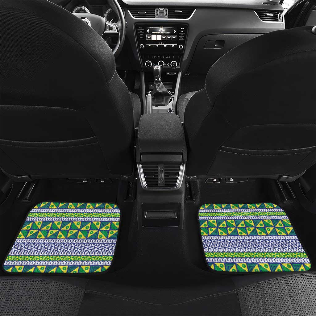 Personalised Malampa Fiji Forever Car Mats Tagimoucia Polynesian Sand Drawing LT9 Set 2pcs - Back Yellow - Polynesian Pride