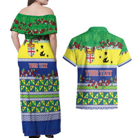 Personalised Malampa Fiji Forever Couples Matching Off Shoulder Maxi Dress and Hawaiian Shirt Tagimoucia Polynesian Sand Drawing LT9 - Polynesian Pride