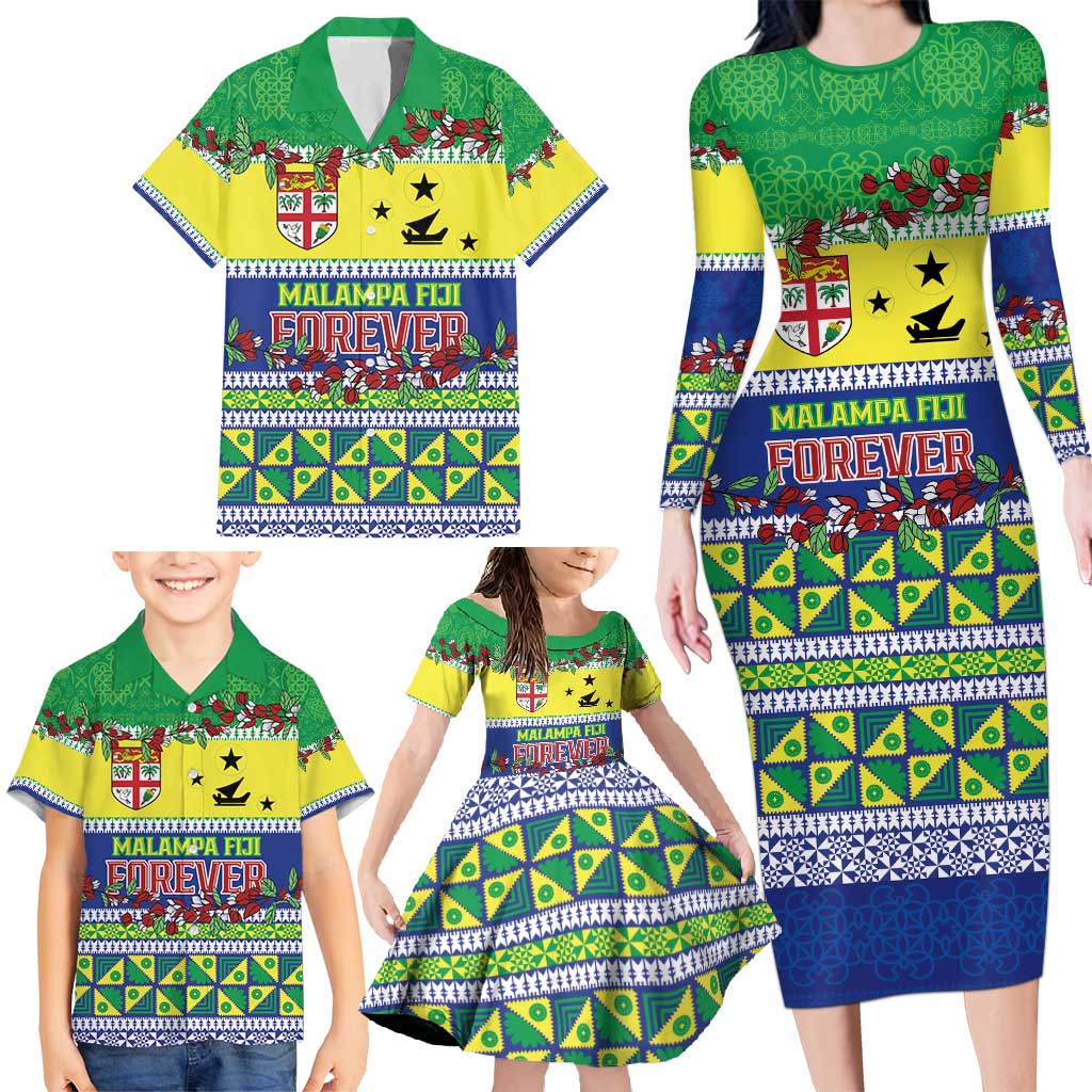 Personalised Malampa Fiji Forever Family Matching Long Sleeve Bodycon Dress and Hawaiian Shirt Tagimoucia Polynesian Sand Drawing LT9 - Polynesian Pride
