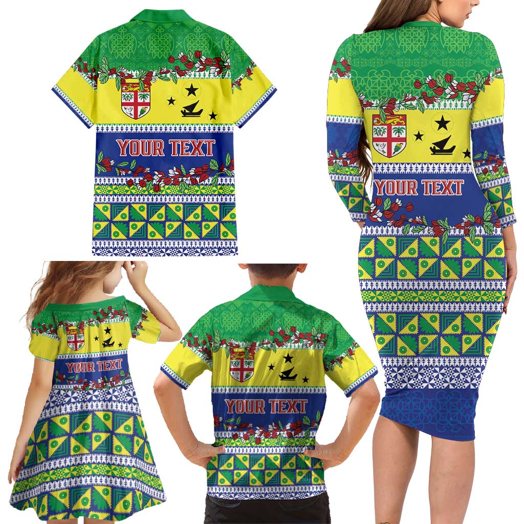 Personalised Malampa Fiji Forever Family Matching Long Sleeve Bodycon Dress and Hawaiian Shirt Tagimoucia Polynesian Sand Drawing LT9 - Polynesian Pride