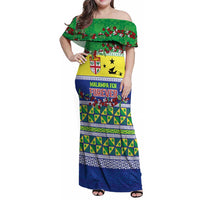 Personalised Malampa Fiji Forever Family Matching Off Shoulder Maxi Dress and Hawaiian Shirt Tagimoucia Polynesian Sand Drawing LT9 Mom's Dress Yellow - Polynesian Pride
