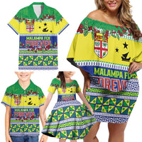 Personalised Malampa Fiji Forever Family Matching Off Shoulder Short Dress and Hawaiian Shirt Tagimoucia Polynesian Sand Drawing LT9 - Polynesian Pride