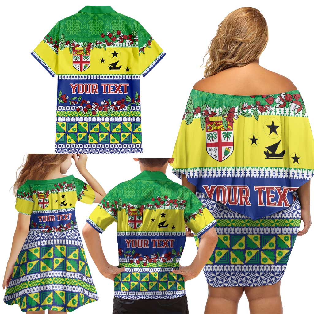 Personalised Malampa Fiji Forever Family Matching Off Shoulder Short Dress and Hawaiian Shirt Tagimoucia Polynesian Sand Drawing LT9 - Polynesian Pride