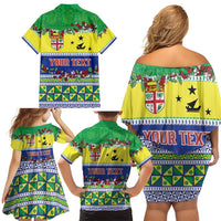 Personalised Malampa Fiji Forever Family Matching Off Shoulder Short Dress and Hawaiian Shirt Tagimoucia Polynesian Sand Drawing LT9 - Polynesian Pride