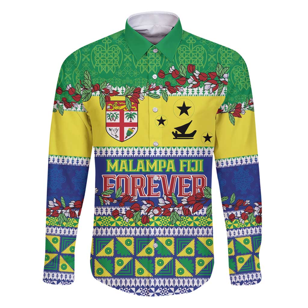 Personalised Malampa Fiji Forever Family Matching Puletasi and Hawaiian Shirt Tagimoucia Polynesian Sand Drawing LT9 Dad's Shirt - Long Sleeve Yellow - Polynesian Pride