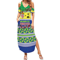Personalised Malampa Fiji Forever Family Matching Summer Maxi Dress and Hawaiian Shirt Tagimoucia Polynesian Sand Drawing LT9 Mom's Dress Yellow - Polynesian Pride