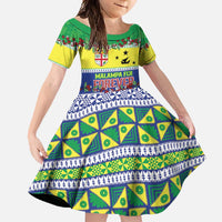 Personalised Malampa Fiji Forever Family Matching Tank Maxi Dress and Hawaiian Shirt Tagimoucia Polynesian Sand Drawing LT9 Daughter's Dress Yellow - Polynesian Pride