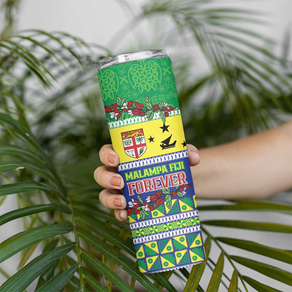Personalised Malampa Fiji Forever Skinny Tumbler Tagimoucia Polynesian Sand Drawing - Polynesian Pride