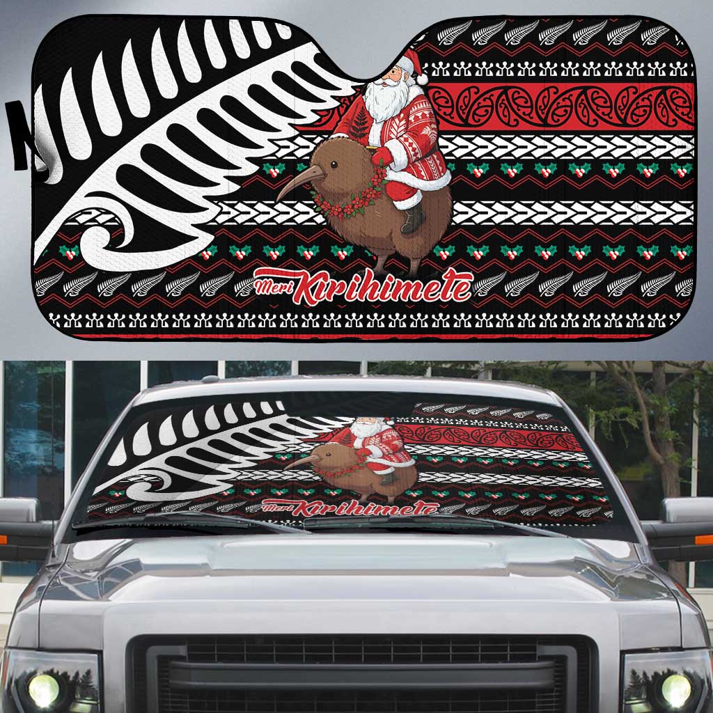 New Zealand Kiwi Santa Christmas Auto Sun Shade He Wairua Kirihimete - Polynesian Pride