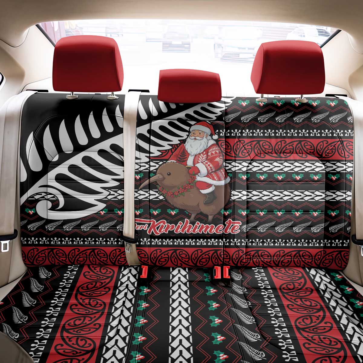 New Zealand Kiwi Santa Christmas Back Car Seat Cover He Wairua Kirihimete LT9 - Polynesian Pride