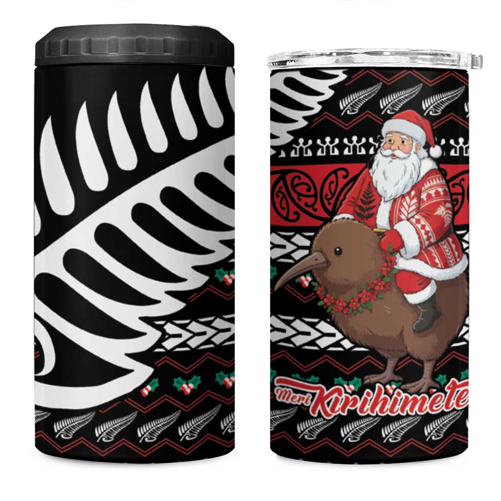 New Zealand Kiwi Santa Christmas 4 in 1 Can Cooler Tumbler He Wairua Kirihimete - Polynesian Pride